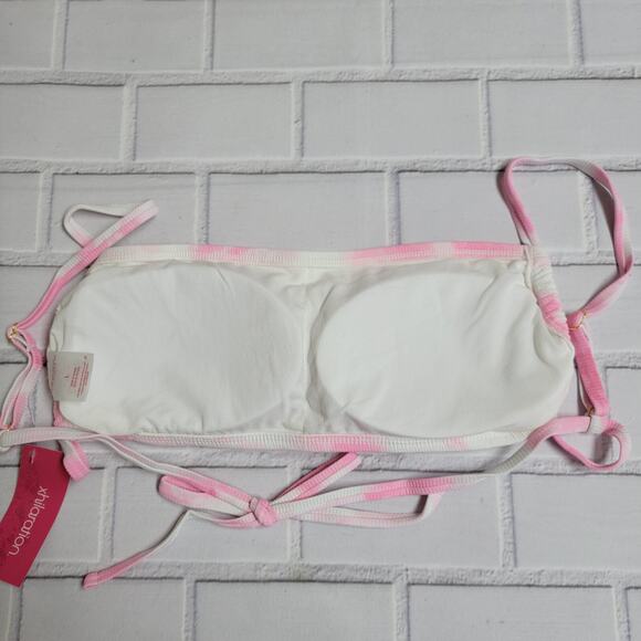 Xhilaration Junior's Ribbed Apron Front Bralette Bikini Pink Size L (8-10) - Picture 4 of 7